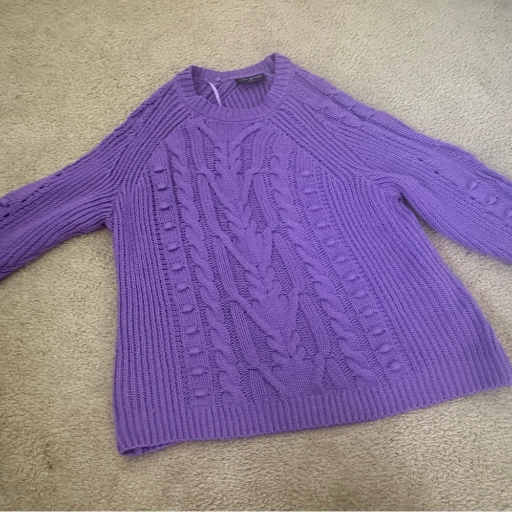 Purple Cable Knit Sweater
